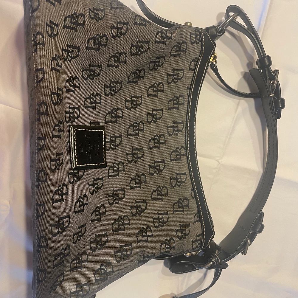 Dooney & Bourke Gray and Black Monogram Shoulder Bag